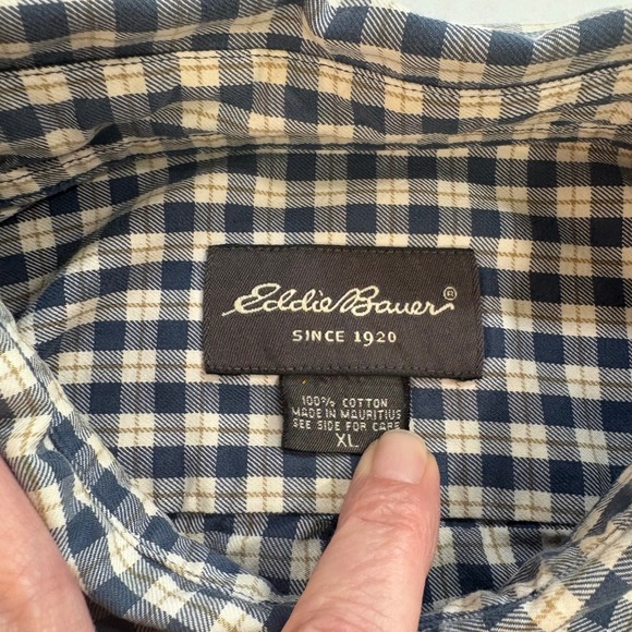 Eddie Bauer XL Button Down Shirt Long Sleeve Plaid‎ Checkered Mens - Picture 4 of 9